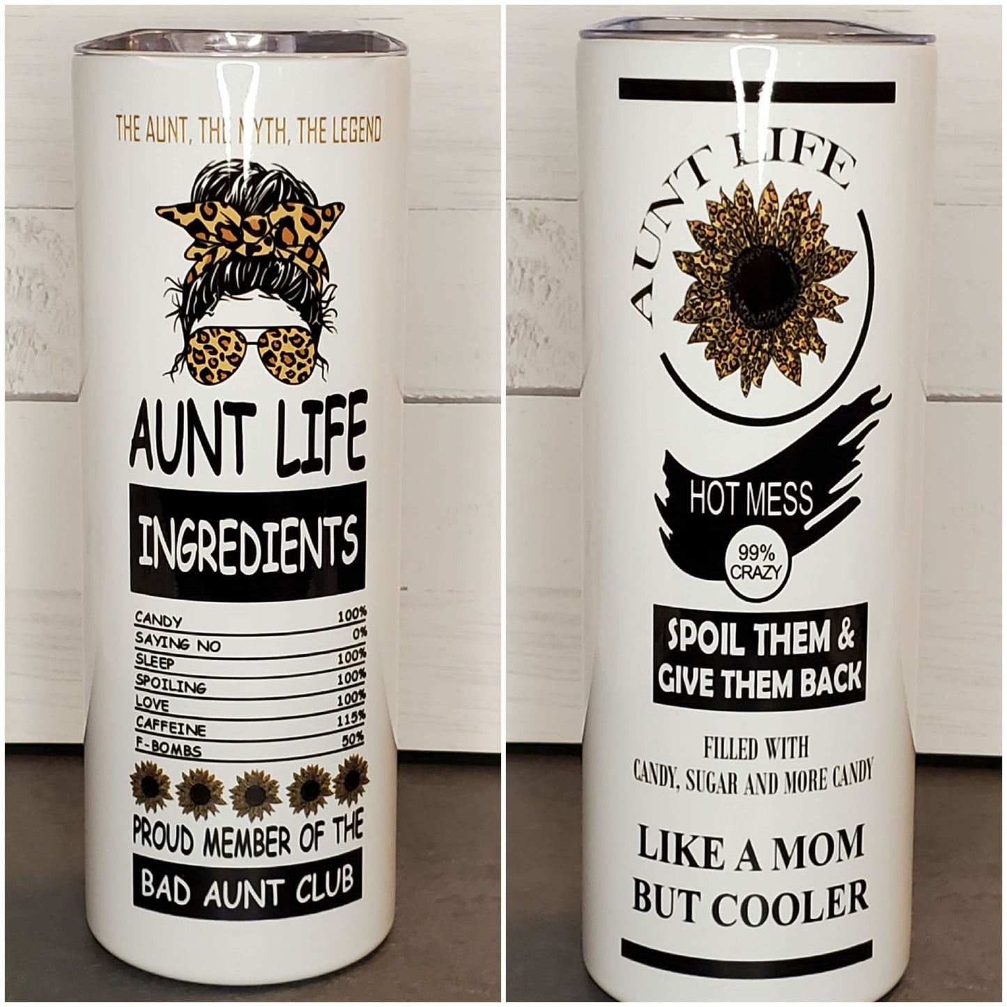 20oz Stainless Steel Tumbler - Aunt Life Leopard